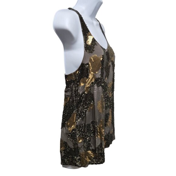 Club Monaco Ellie Tank Top Womens Size XS Bronze Gold Silk Sequin Party Club - Picture 3 of 8